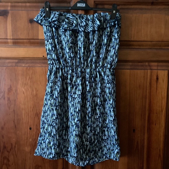 Gap blue patterned strapless dress. Size Large - Picture 2 of 4